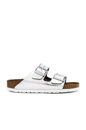 BIRKENSTOCK Arizona Soft Footbed Sandals, Metallic Silver