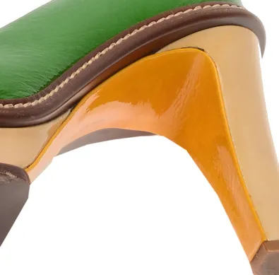 Celine - Green Patent Leather and Beige Platform Heel - IT 38