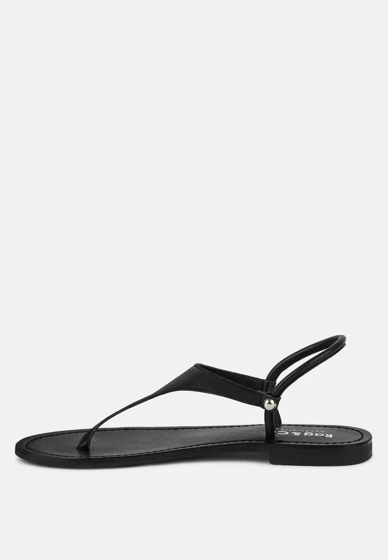 MADELINE Black Flat Thong Sandals