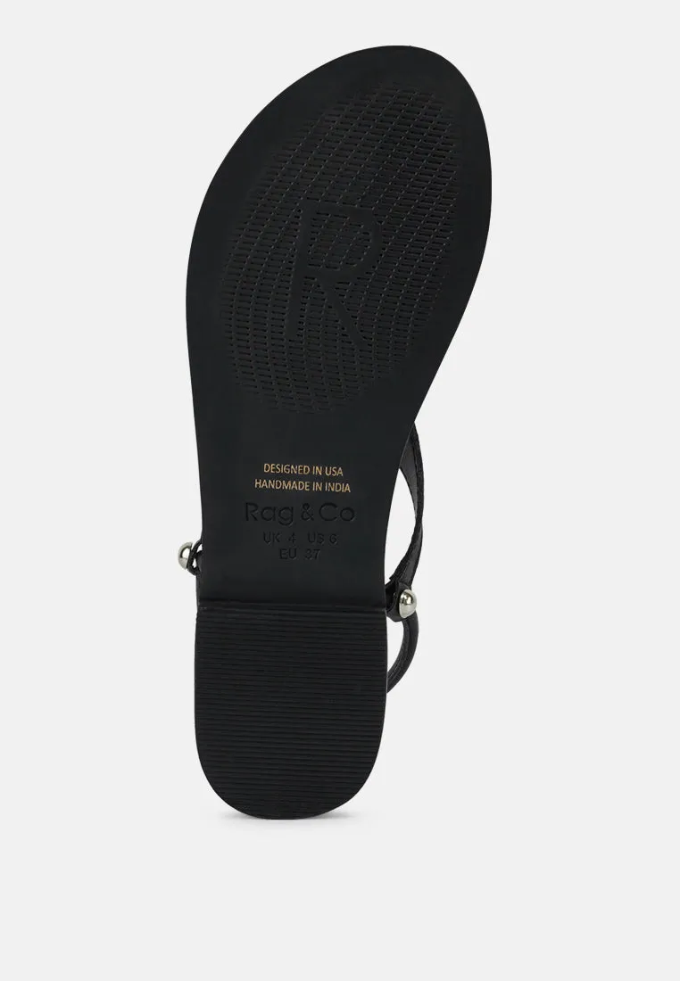 MADELINE Black Flat Thong Sandals