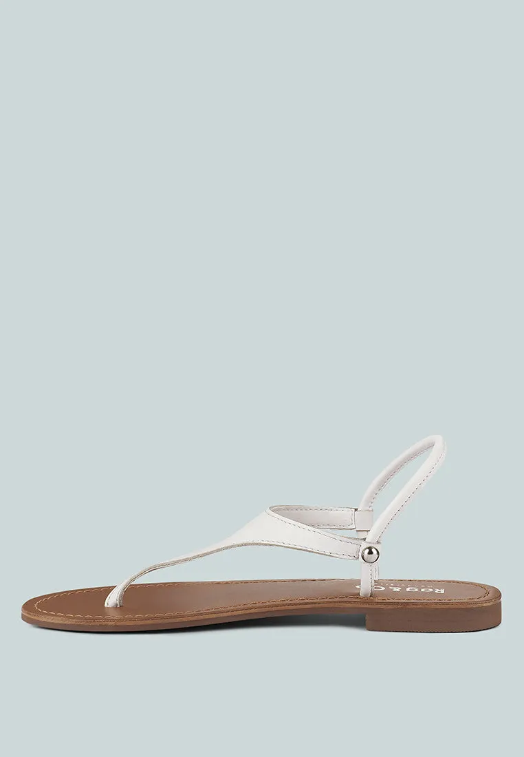 MADELINE White Flat Thong Sandals