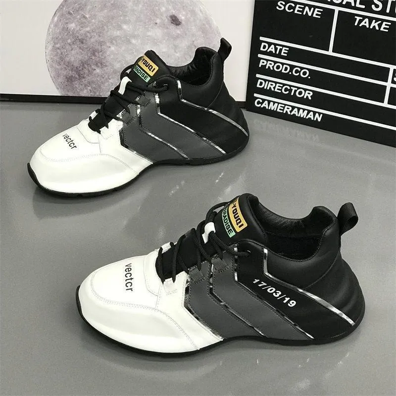 Men's Spring Autumn Leather Comfortable Platform Sneakers Lace Up Fashion Running Shoes Luxury Shoes