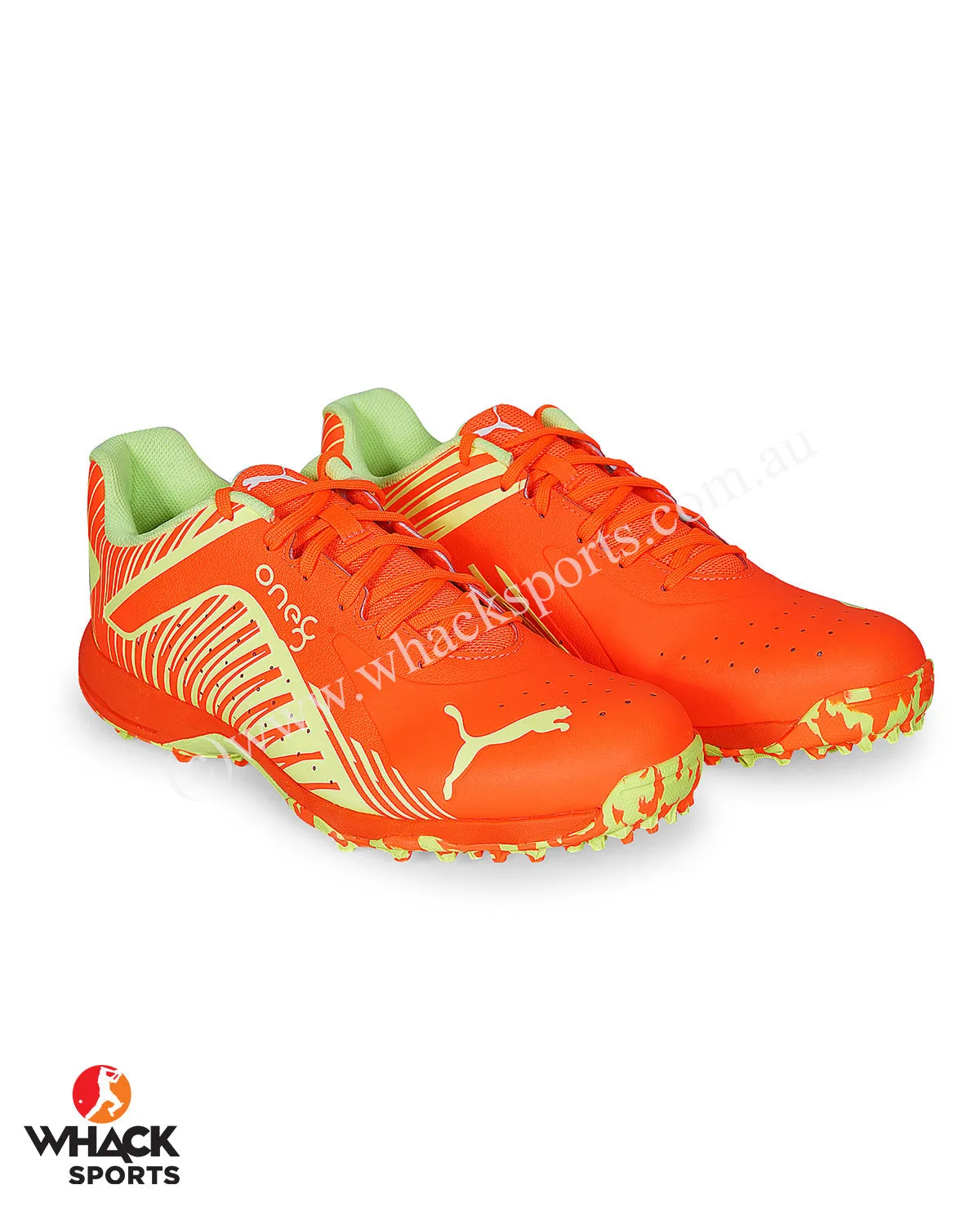 Puma 22 FH - Rubber Cricket Shoes - Ultra Orange - Fast Yellow