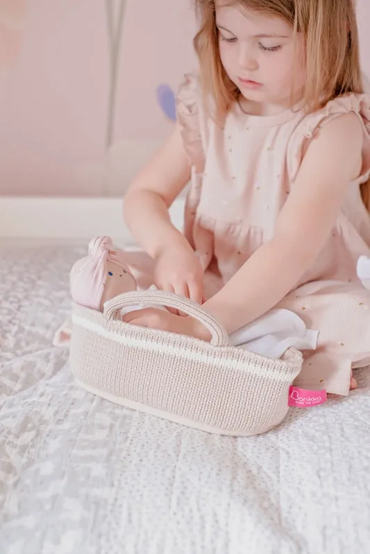 Sage Baby Doll with Knitted Carry Cot